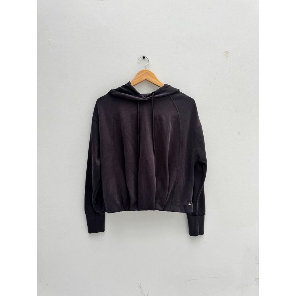 Cali Sport Cropped Hoodie Faded Black Pullover Drawstring Sz M